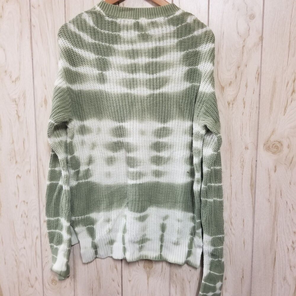 Time and Tru Green and white Tie Dye Knit Pullover Sweater L